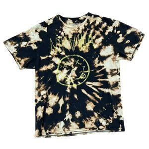 NIRVANA Brown and Tan Tie-Dye Short Sleeve Chalk Smile T-Shirt Adult Size Large